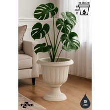 Özbience 35CM Beyaz Plastik Saksı, Ayaklı ve Şık Tasarım, Nergiz Modeli