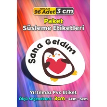 Sb Store Sana Geldim Penguen Hediye Paket Süsleme Etiketi Model 74 - 96 Adet 3cm