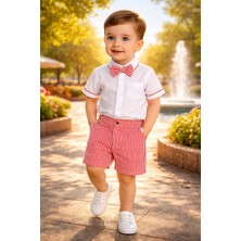 Almira Anne Bebek Yazlık Erkek Bebek Kısa Kollu Gömlek ve Şort Takımı 3 Parça