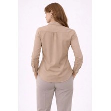 Meğdaix Uzun Kollu Gömlek Düğmeli Klasik Yaka Günlük ve Ofis Şıklığına Uygun - Bej