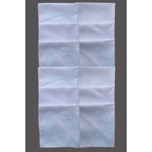 Fırsato Nakışlı Kumaş Kadın Mendili Beyaz Nakışlı 28X28CM, 12ADET, %100 Pamuk, | Mendil