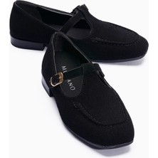 Mubiano Kadın Süet Babet Bantlı Mary Jane Günlük Ayakkabı Isela Siyah