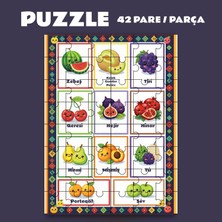 Zerya Pazil Bi Kurdî Fêkî Meyve - Kürtçe Puzzle Yapboz (42 Pare/parça - A4)