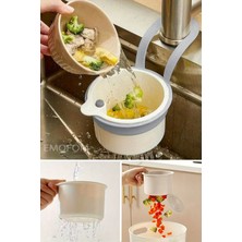 Emofom Tuşlu Drenajlı, Çıkarılabilir Filtreli ve Ayarlanabilir Askılı Evye Süzgeç Sepeti Lavabo Içi Çöp