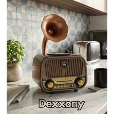 Dexxony Dcx-13 Nostaljik Kahverengi Radyo Yeni Nesil Nostaljik Ahşap Görünümlü Radyo | Bluetooth Hoparlör | Usb-Sd Kart Mp3 Çalar | 3 Band Fm/am/sw Şarjlı Müzik Kutusu
