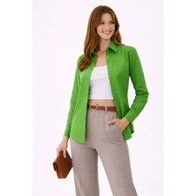 Sidelya Concept Uzun Kollu Gömlek Düğmeli Klasik Yaka Günlük ve Ofis Şıklığına Uygun - Yeşil