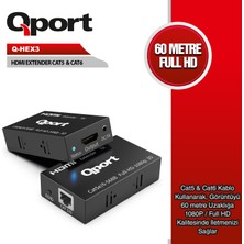 Binbir Göz Bilgisayar Qport Q-Hex3 Cat6 60MT (2li) HDMI Extender