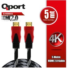 Binbir Göz Bilgisayar Qport Q-HDMI53 HDMI Kablo 5 mt Ver2.0 Altın Uçlu 3D 4K