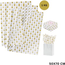 Roco Paper Co. Altın Puantiyeli Pelur Kağıt, Dekoratif Hediye Paketleme ve Ambalaj Kağıdı 50X70 Cm, 1 kg ~ 135 Adet