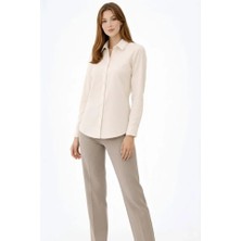 Drgy Uzun Kollu Gömlek Düğmeli Klasik Yaka Günlük ve Ofis Şıklığına Uygun - Krem