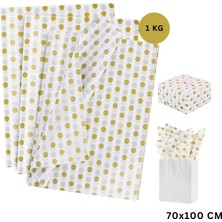Roco Paper Co. Altın Puantiyeli Pelur Kağıt, Dekoratif Hediye Paketleme ve Ambalaj Kağıdı 70X100 Cm, 1 kg ~ 65 Adet