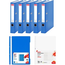 Esselte Dar Mekanizmalı Mavi Klasör Seti (5 Adet Klasör + 50LI Telli Dosya + 100LÜ Poşet Dosya)