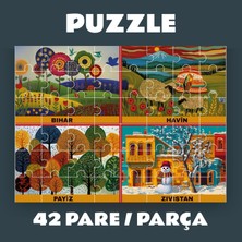 Zerya Pazil Bi Kurdî Demsal Aylar - Kürtçe Puzzle Yapboz (42 Pare/parça - A4)