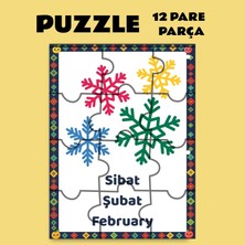 Zerya Pazil Bi Kurdî Sibat Şubat Ayı - Kürtçe Magnetli Puzzle Yapboz (12 Pare/parça - A5)