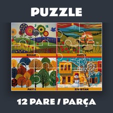Zerya Pazil Bi Kurdî Demsal Mevsimler - Kürtçe Magnetli Puzzle Yapboz (12 Pare/parça - A5)