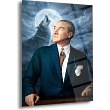Shiny Art Atatürk Bozkurt Ay Temalı Cam Tablo – ATA270