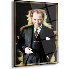 Shiny Art Atatürk Portre Cam Tablo – Modern Duvar Dekoru – ATA256