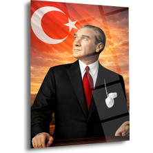 Shiny Art Atatürk Türk Bayrağı Fon Cam Tablo – ATA269