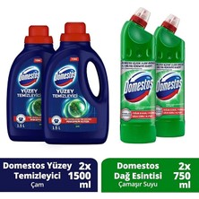 Domestos Yüzey Temizleyici Çam 1500 ml x 2 + Domestos Dağ Esintisi Çamaşır Suyu 750 ml x 2