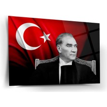 Shiny Art Atatürk Türk Bayrağı Arka Plan Cam Tablo – ATA281