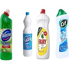 Domestos 750 Ml+ Ace 1 Lt + Fairy 650 ml + Cif Krem 500 ml