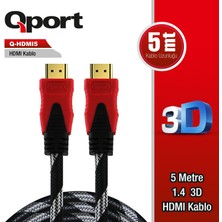 Binbir Göz Bilgisayar Qport Q-Hdmı5 HDMI Kablo 5mt Ver1.4 Altın Uçlu 3D