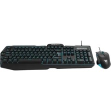 Binbir Göz Bilgisayar Quantum QG-Q6168 Kablolu USB Aydınlatmalı Siyah Q Klavye+Mouse