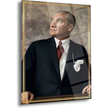 Shiny Art Mustafa Kemal Atatürk Klasik Portre Cam Tablo – Modern Atatürk Duvar Dekoru – ATA253