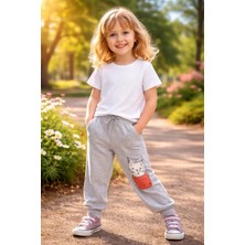 Almira Anne Bebek Kız Çocuk Giyim Spor Takımı Gri Kedi Baskılı 3 Parça Seti