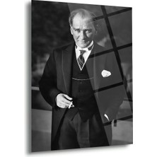 Shiny Art Mustafa Kemal Atatürk Siyah Beyaz Portre Cam Tablo – ATA282