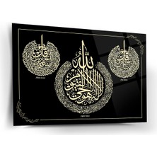 Shiny Art Ayetel Kürsi Felak ve Nas Sureleri Islami Hat Sanatı Cam Tablo – ISL213