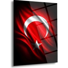 Shiny Art Türk Bayrağı Modern Hilal Yıldız Cam Tablo – ATA280