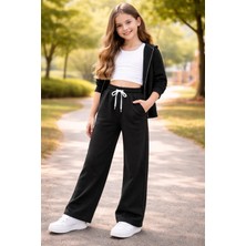 Almira Anne Bebek Kız Çocuk Cepli Beli Lastikli Siyah Eşofman Altı