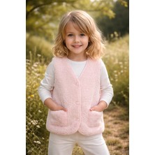 Almira Anne Bebek Bebek Kız Için Yumuşak Peluş Kışlık Yelek Düğmeli Cep