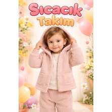 Almira Anne Bebek Bebek Kız Çocuk Peluş Takım Kapşonlu Kanguru Cepli Yüz Baskılı