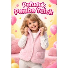 Almira Anne Bebek Kız Bebek Peluş Yelek Düğmeli Cep Kışlık Peluş Yelek