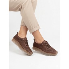 Tamdabu Ayakkabı Hakiki Deri Lazer Kesimli Şeffaf Taban Ortopedik Kadın Ayakkabı