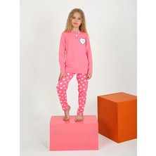 Almira Anne Bebek Kız Çocuk Jetaıme Kalp Baskılı Uzun Kollu Pamuklu Pijama Tk.