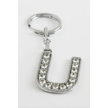 Zero Land Zengemtx Gümüş Renkli Taşlı Harf Anahtarlık - U