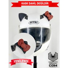 Motor & Motosiklet Kırmızı Fiyonklu Siyah Kedi Kulak Kask Dış Aksesuarı