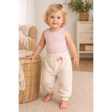 Almira Anne Bebek Bebek Kız Pantolon Açık Kahve Lastikli Fiyonk Detaylı Günlük Giyim