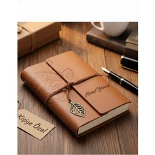 C&On Design Kişiye Özel Isim Yazılı Deri Not Defteri - Lazer Kazıma Nostaljik Hatıra Defteri Vintage Hatıra