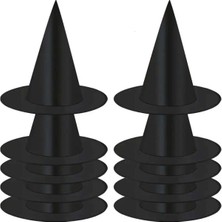 LTG Nova 8 Adet Siyah Cadı Şapkası – Yetişkin Çocuk Kostüm Aksesuarı Polyester