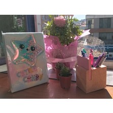 Zizu Peluş Not Defteri + Ahşap Kalemlik + Micro Versatil Kalem 6'lı