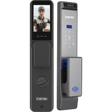 Desi Quic Q033+ Akıllı Kilit Sanal Kapı Kolu - Yüz Tanıma - Avuç Içi Damar - Parmak Izi - Tuş Takımı - Kart Okuyucu - Aktif Canlı Görüşme