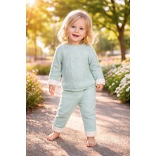 Almira Anne Bebek Yazlık Kız Çocuk Triko Takım Yeşil 1 Yaş Günlük Şıklık