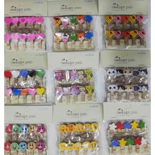 Marsilyan 10'lu Şekilli Ahşap Mandallar 3.5cm (10'lu Set-10 Paket)