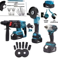Branzeg 4lü Dörtlü Şarjlı Matkap Seti Somun Sıkma Vidalama Matkap Hilti+Spral+Powerbank