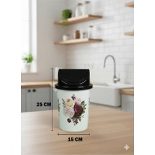 Abnturk 3 Litre Click Kapaklı Küçük Boy Çiçek Desen Çöp Kovası