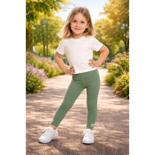 Almira Anne Bebek Yumuşak ve Esnek Kız Bebek Tayt - Yeşil Renkli ve Lastikli Beli ile Günlük Kullanım